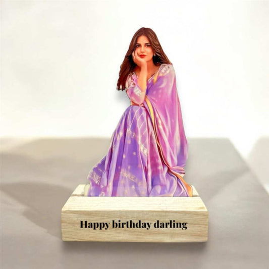 Personalized caricature with wooden base